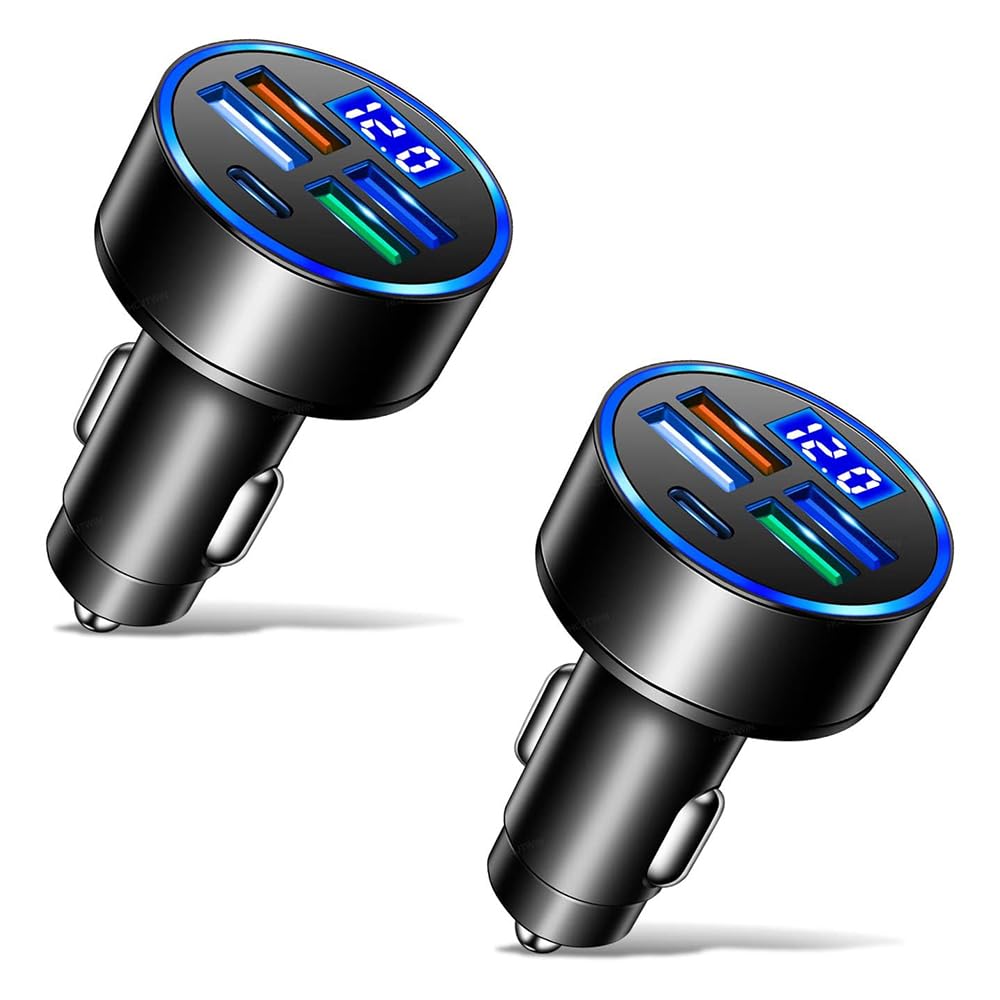 6 Ports Fast Car Charger with Voltage Monitor,Car Cigarette Lighter USB Charger (PD+QC3.0) Compatible with iphone13/14/15 & Most Android Models,Car Must Haves USB C Car Charger (1PCS)